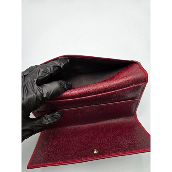 Gucci GG Embossed Continental Wallet Snap‎ Closure Red Leather Authentic - Picture 6 of 11